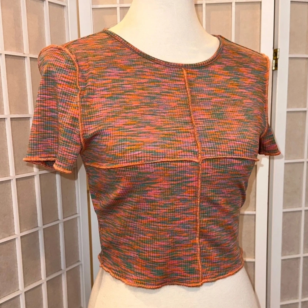 Multicolor Ribbed Crop Top - Picture 4 of 4